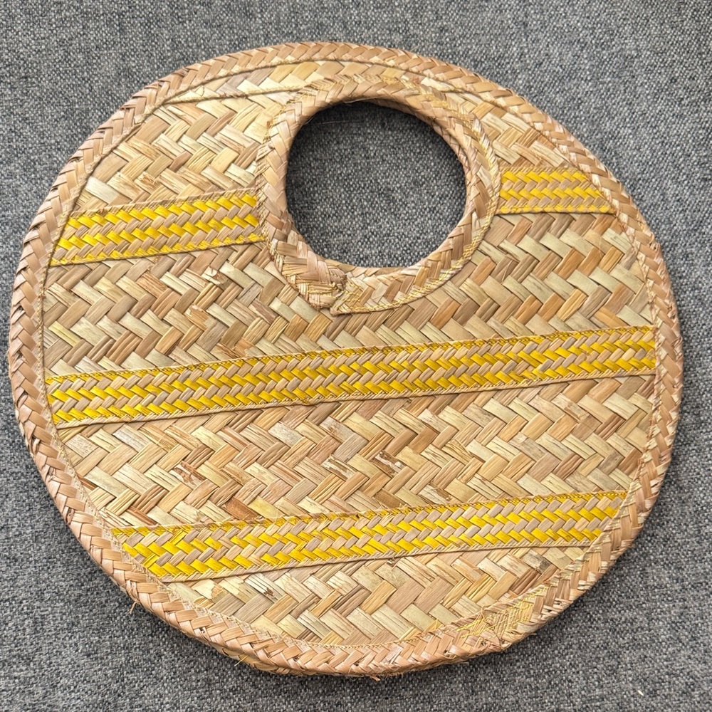 Stylish Tan and Yellow Woven Handbag